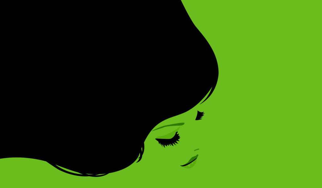 Обои Girl's Face On Green Background 1024x600