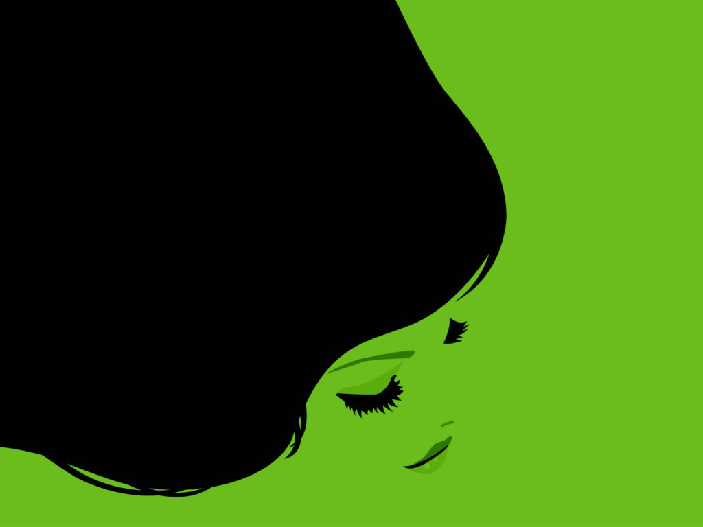 Das Girl's Face On Green Background Wallpaper 1024x768