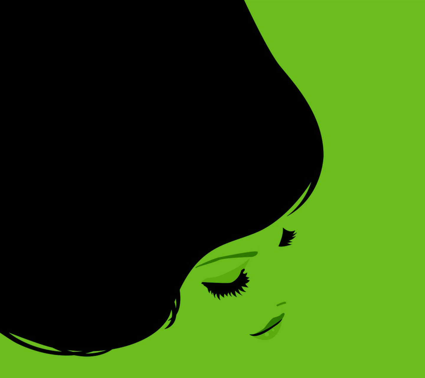 Girl's Face On Green Background wallpaper 1440x1280