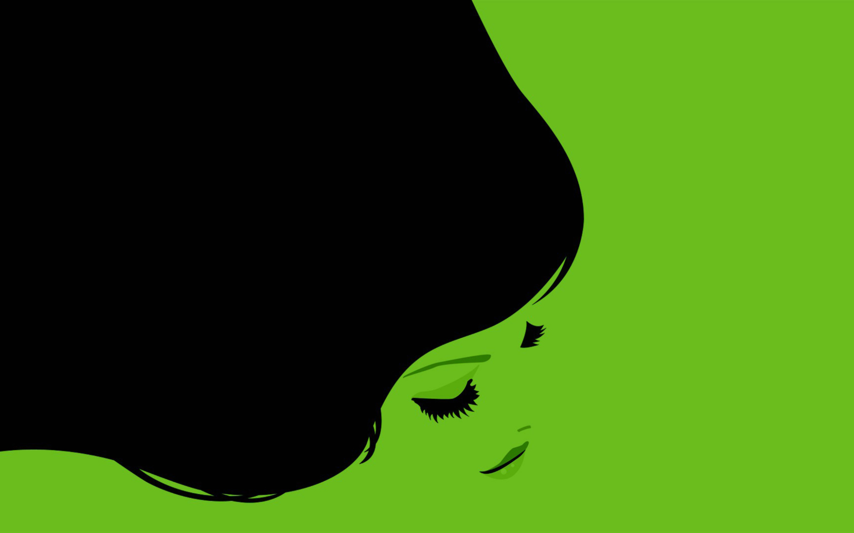 Fondo de pantalla Girl's Face On Green Background 1680x1050