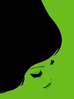 Das Girl's Face On Green Background Wallpaper 240x320