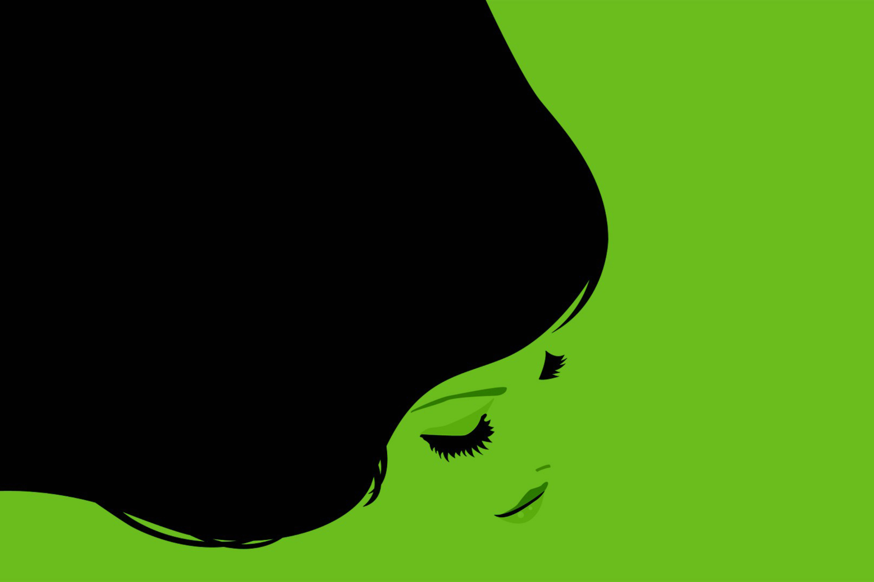 Girl's Face On Green Background wallpaper 2880x1920