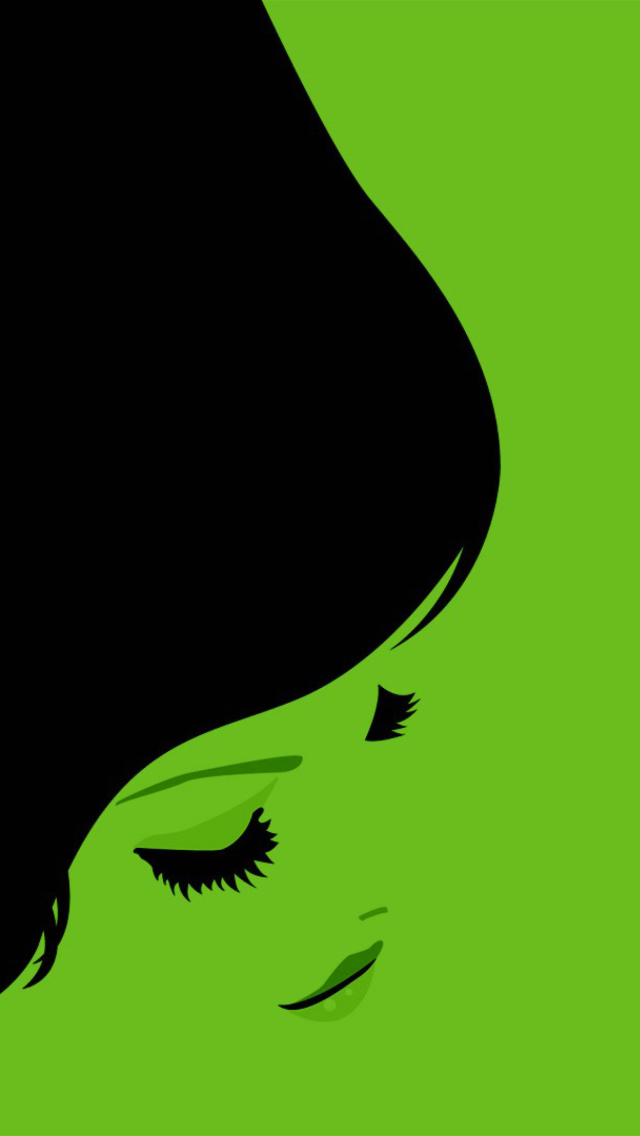 Fondo de pantalla Girl's Face On Green Background 640x1136