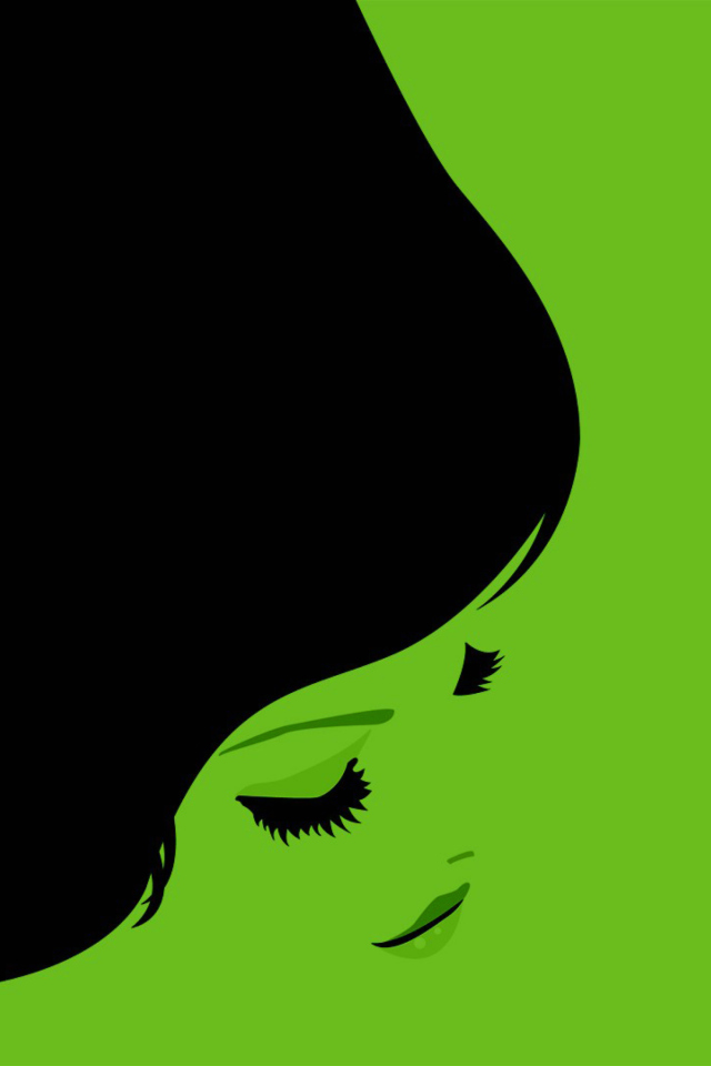 Das Girl's Face On Green Background Wallpaper 640x960