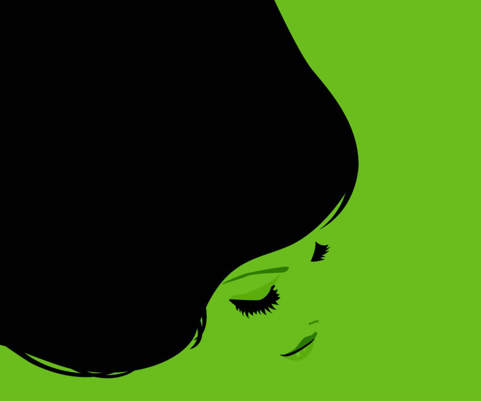 Girl's Face On Green Background wallpaper 960x800
