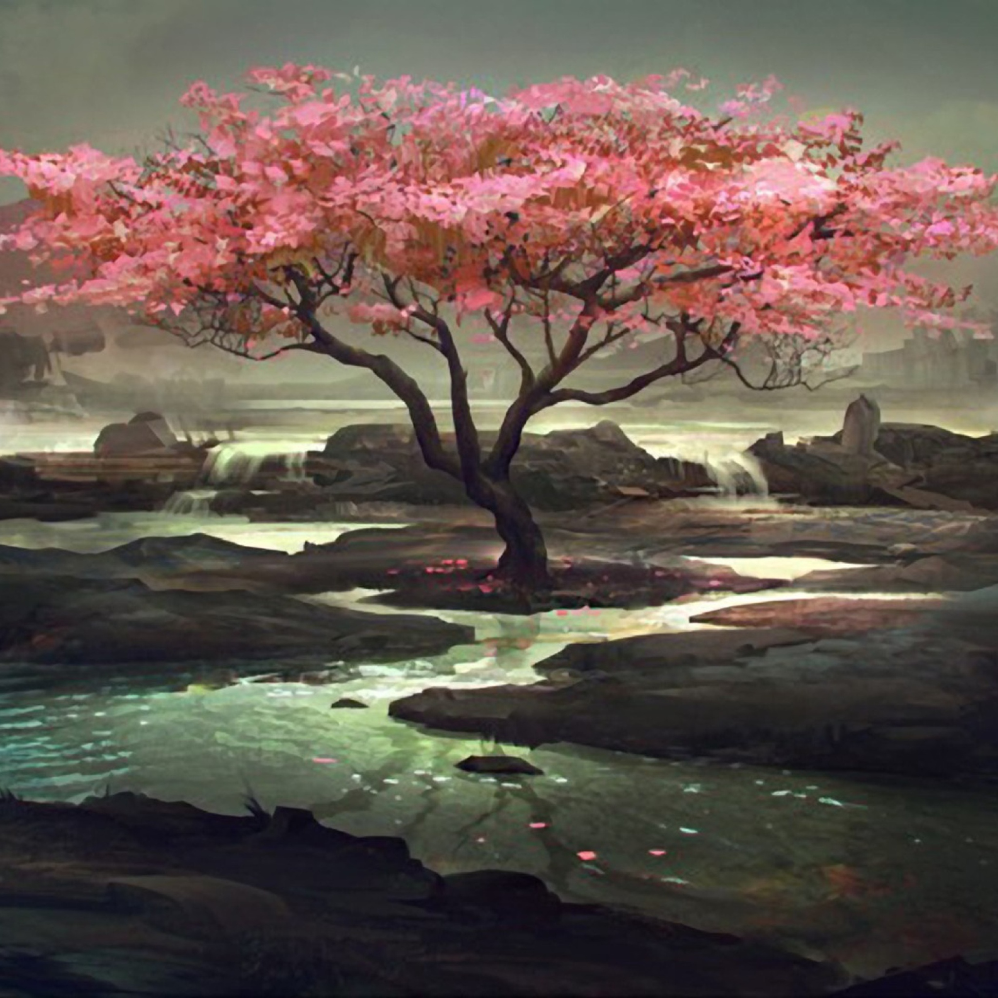 Обои Blossom Tree Painting 2048x2048