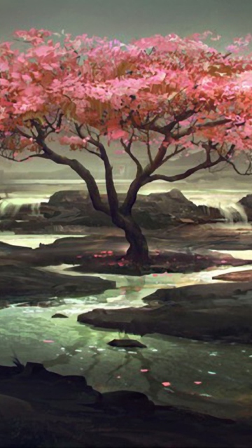 Das Blossom Tree Painting Wallpaper 360x640