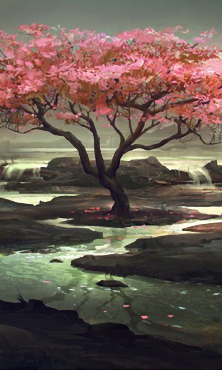 Das Blossom Tree Painting Wallpaper 768x1280