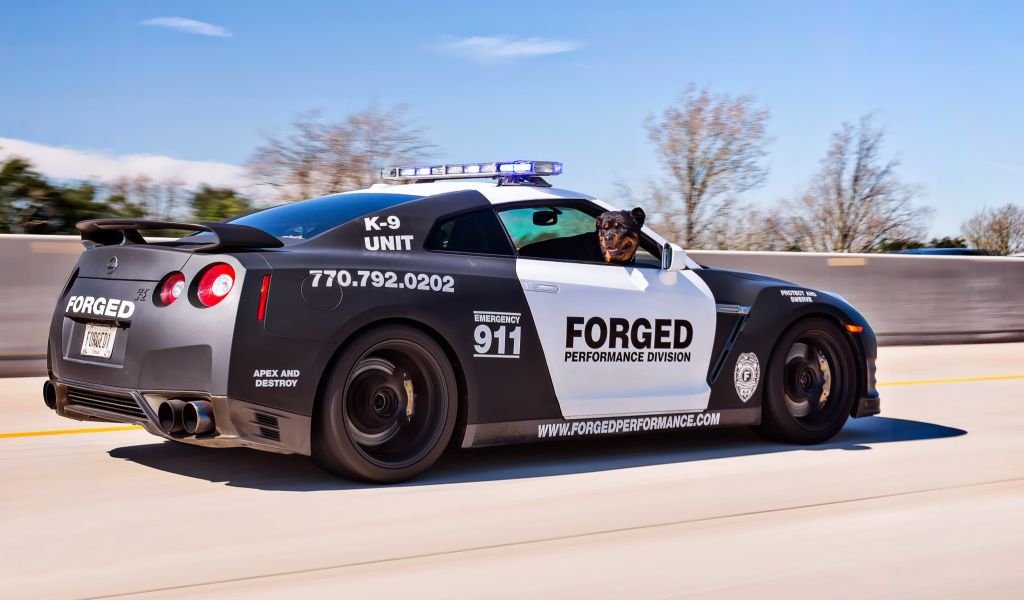 Police Nissan GT-R wallpaper 1024x600