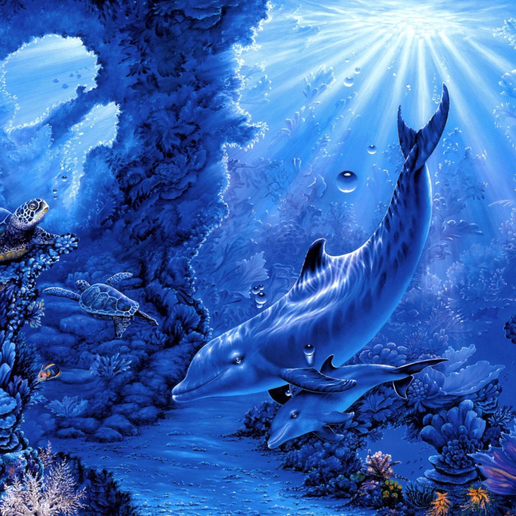 Fondo de pantalla Dolphins Life 1024x1024