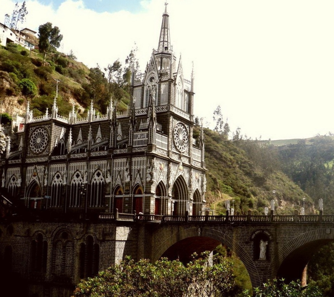 Fondo de pantalla Las Lajas Sanctuary Church Colombia 1080x960