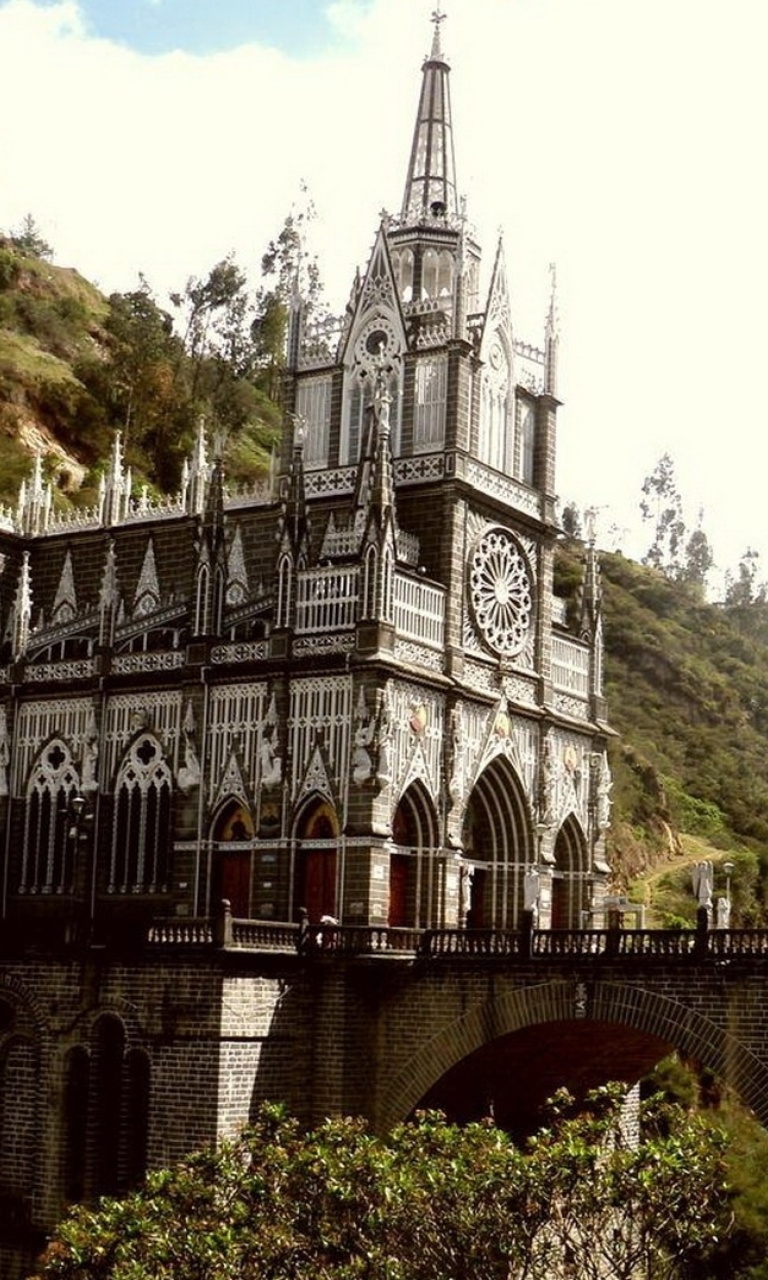 Обои Las Lajas Sanctuary Church Colombia 768x1280