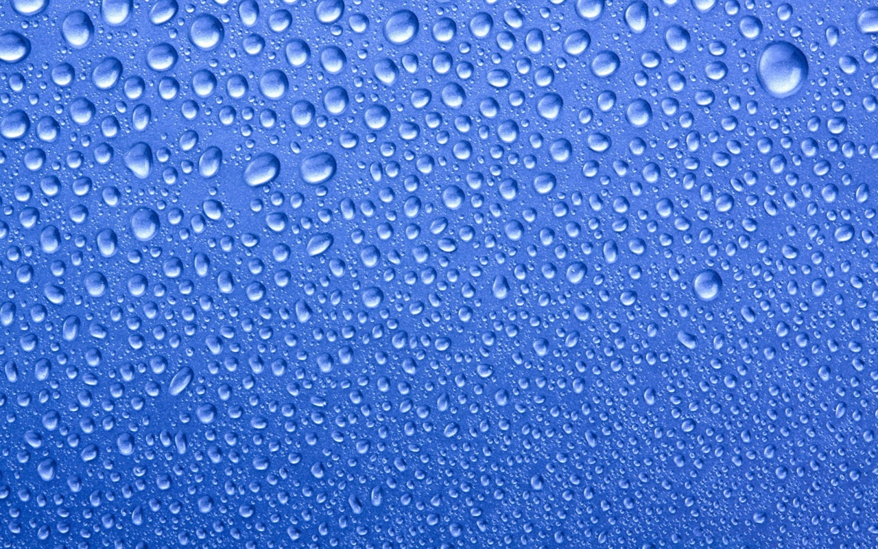 Обои Water Drops On Blue Glass 1280x800