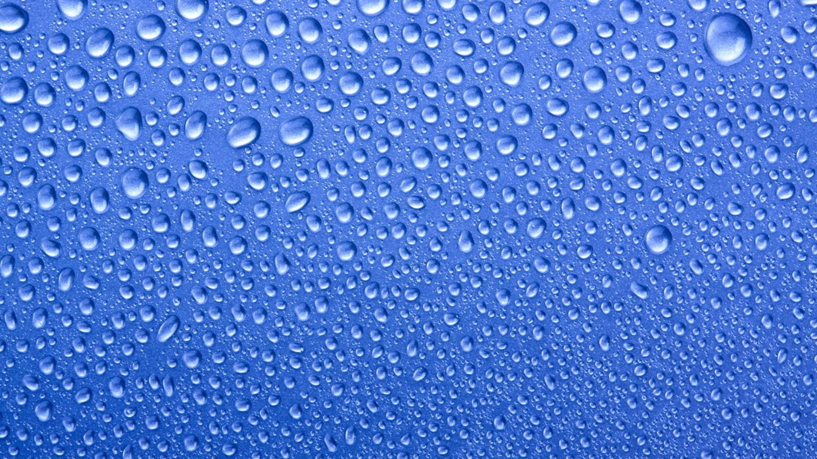 Sfondi Water Drops On Blue Glass 1600x900