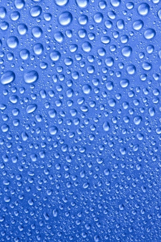 Sfondi Water Drops On Blue Glass 320x480