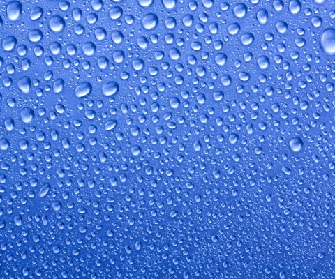 Fondo de pantalla Water Drops On Blue Glass 480x400