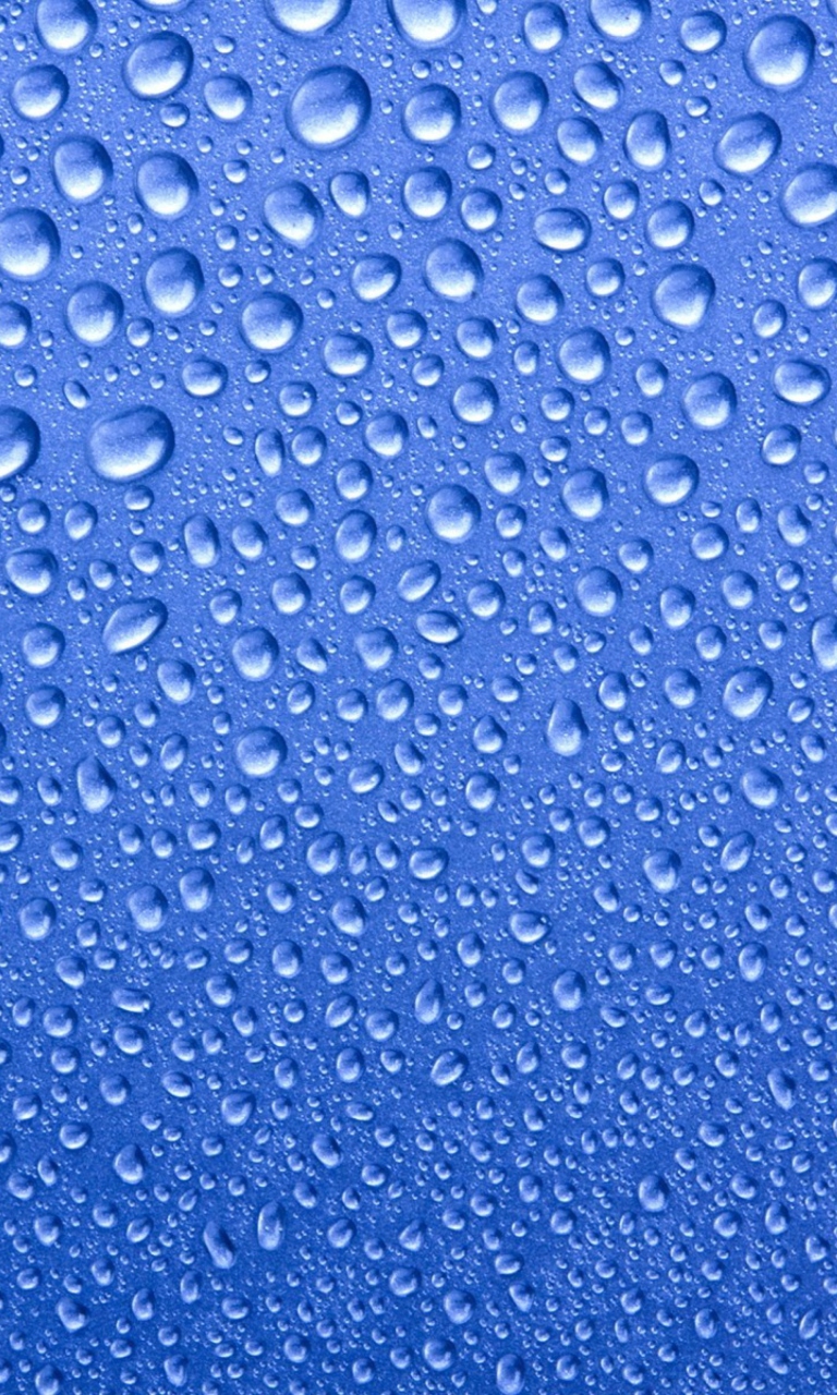 Обои Water Drops On Blue Glass 768x1280