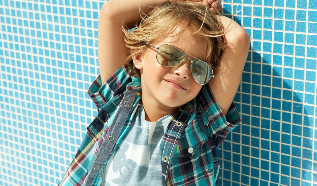 Stylish Little Boy In Sunglasses wallpaper 1024x600