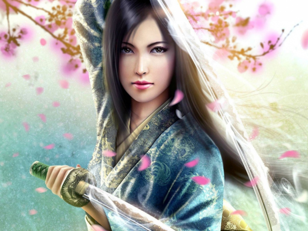 Woman Samurai wallpaper 1024x768