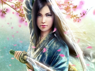 Woman Samurai wallpaper 320x240