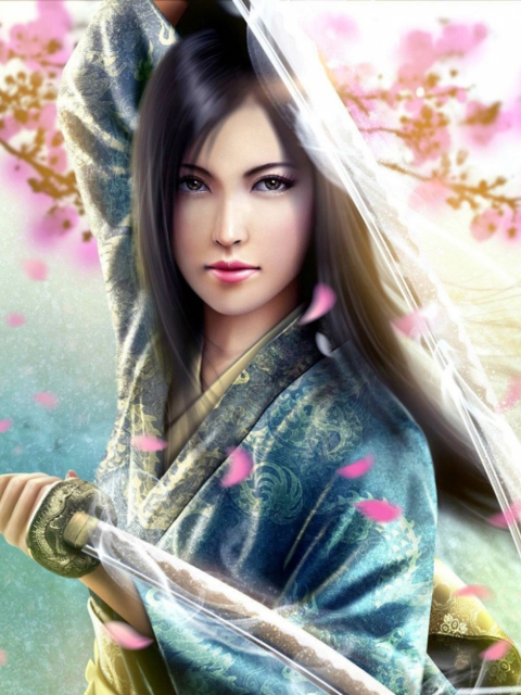Das Woman Samurai Wallpaper 480x640