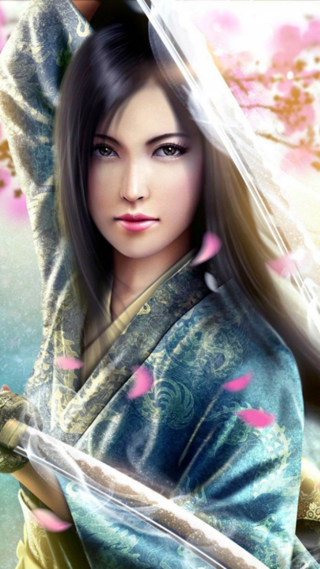 Woman Samurai wallpaper 640x1136