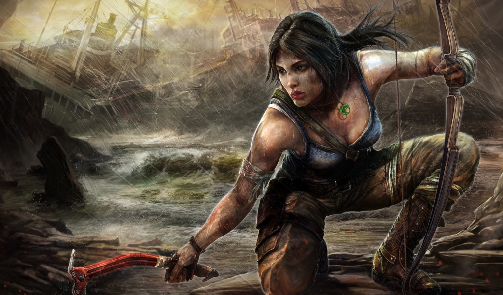 Das Lara Croft Tomb Raider Artwork Wallpaper 1024x600