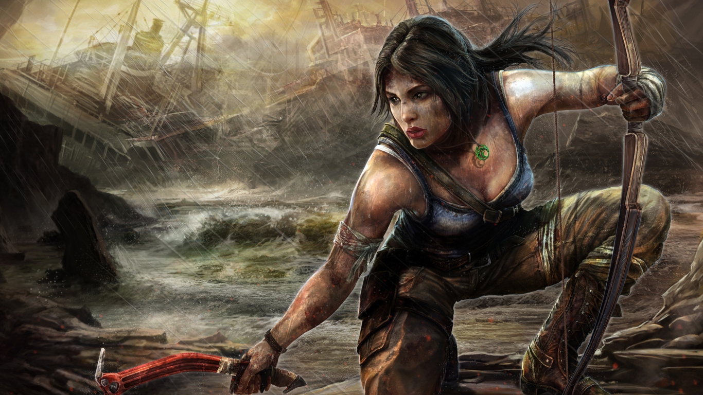 Lara Croft Tomb Raider Artwork wallpaper 1366x768