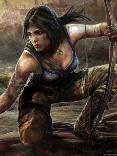 Das Lara Croft Tomb Raider Artwork Wallpaper 240x320