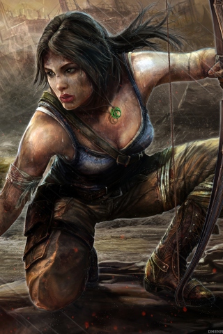 Das Lara Croft Tomb Raider Artwork Wallpaper 320x480