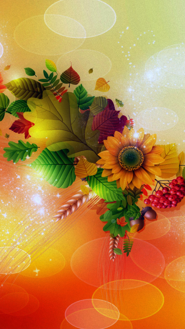 Screenshot №1 pro téma Autumn Flora Art with Oak Leaves 640x1136