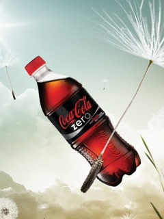 Обои Coca Cola Bottle Floating Zero 240x320