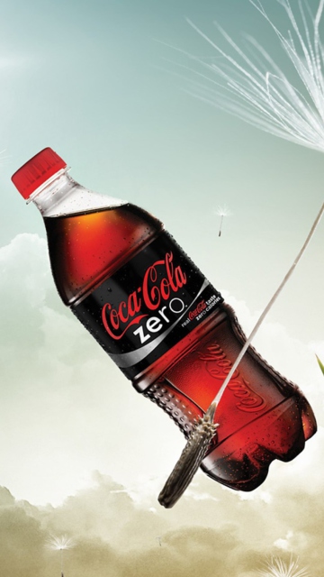 Обои Coca Cola Bottle Floating Zero 360x640