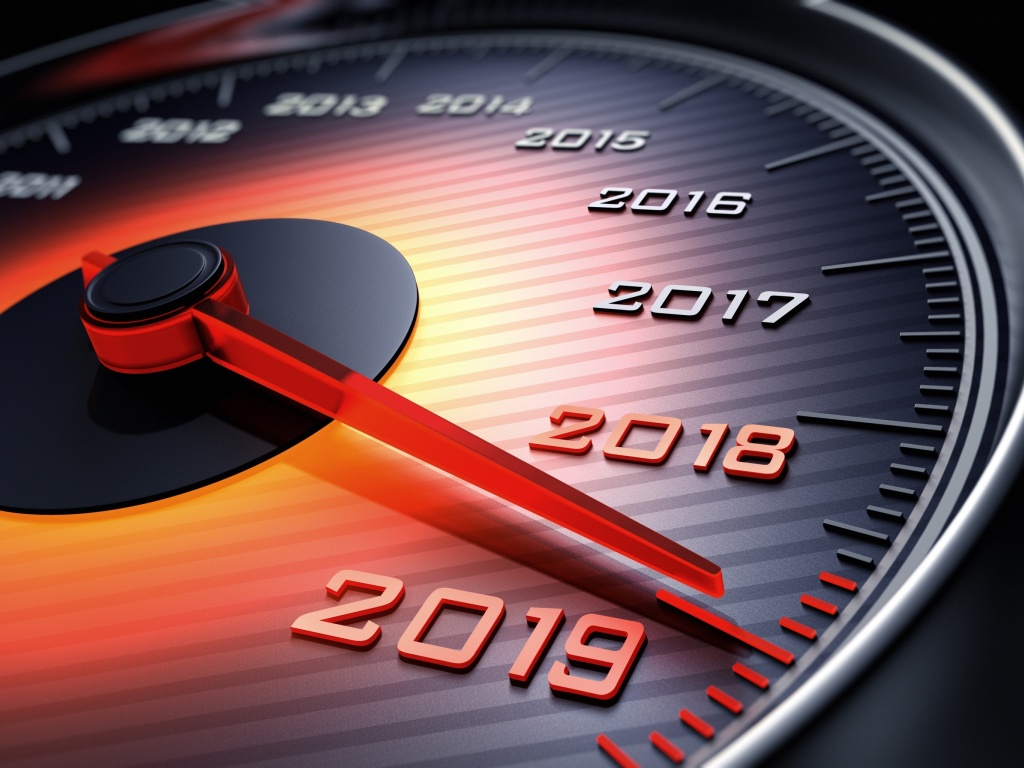 Sfondi 2019 New Year Car Speedometer Gauge 1024x768