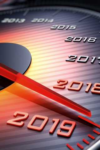 2019 New Year Car Speedometer Gauge wallpaper 320x480