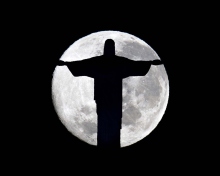 Das Full Moon And Christ The Redeemer In Rio De Janeiro Wallpaper 220x176
