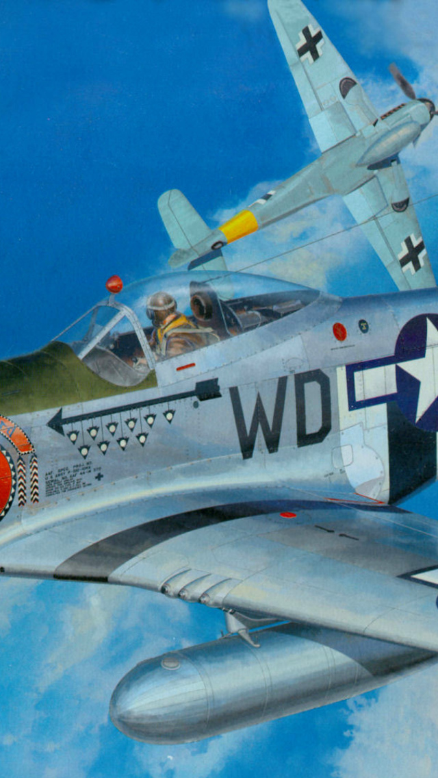 Fondo de pantalla North American P-51 Mustang Fighter 640x1136