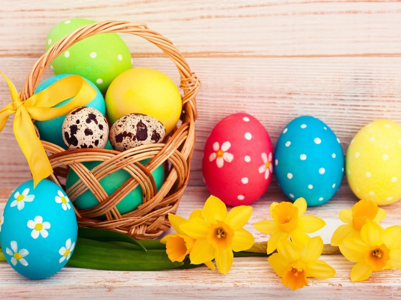Easter Spring Daffodils Flowers and Eggs Decorations screenshot #1 800x600