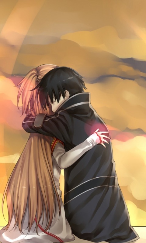 Das Anime Hug Wallpaper 480x800