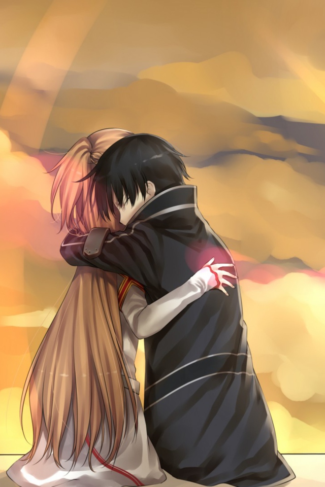 Anime Hug wallpaper 640x960