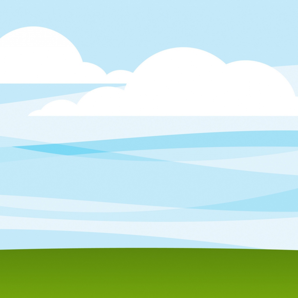 Fondo de pantalla White Clouds, Blue Sky, Green Grass 1024x1024