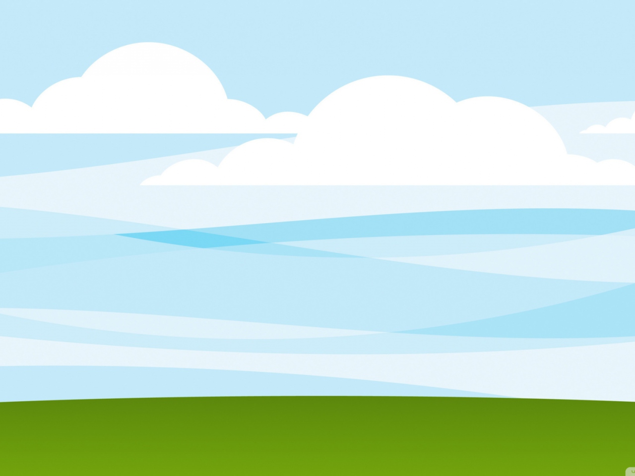 Das White Clouds, Blue Sky, Green Grass Wallpaper 1280x960