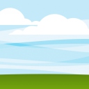 Screenshot №1 pro téma White Clouds, Blue Sky, Green Grass 128x128