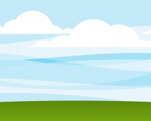 Das White Clouds, Blue Sky, Green Grass Wallpaper 220x176