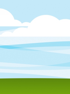 Das White Clouds, Blue Sky, Green Grass Wallpaper 240x320