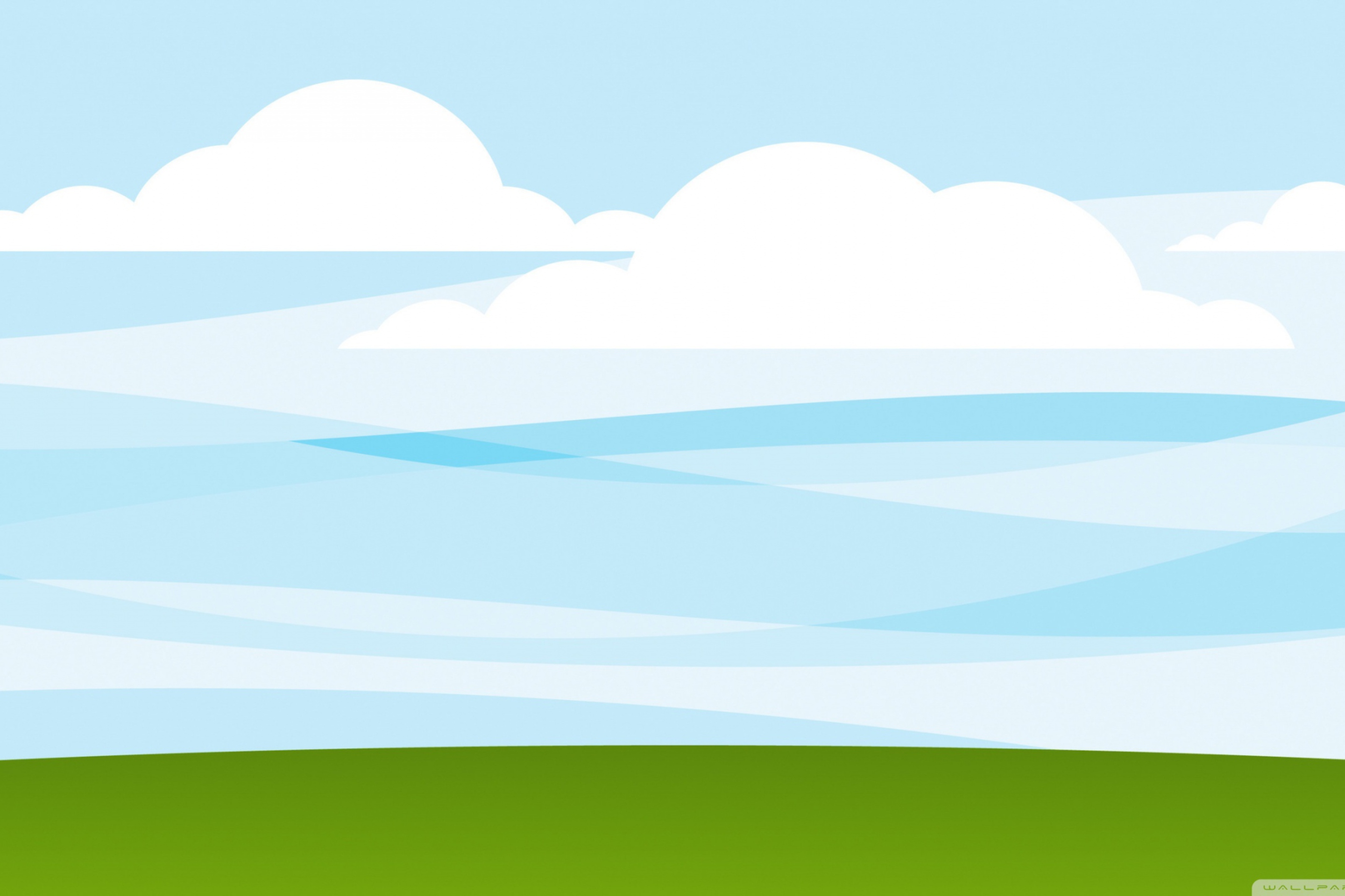 Screenshot №1 pro téma White Clouds, Blue Sky, Green Grass 2880x1920