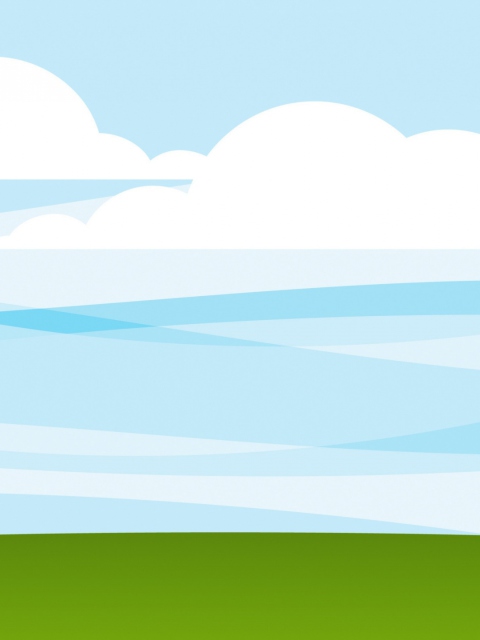 Das White Clouds, Blue Sky, Green Grass Wallpaper 480x640