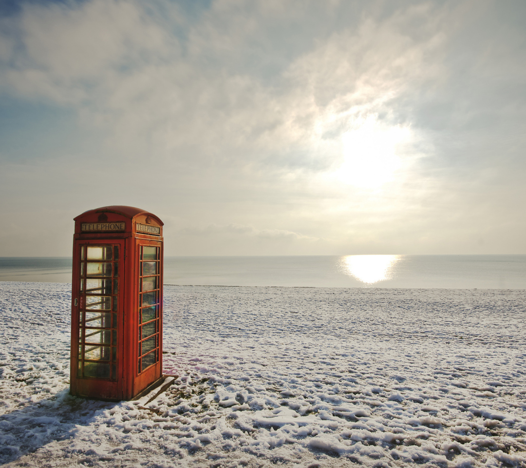 Red Photo Booth At Beach wallpaper 1080x960