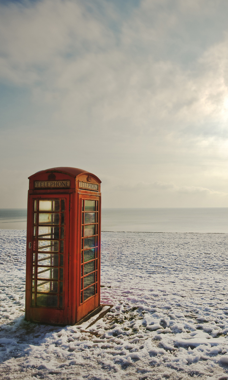 Red Photo Booth At Beach wallpaper 768x1280
