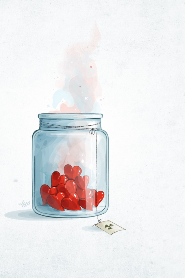 Hearts In Jar wallpaper 640x960